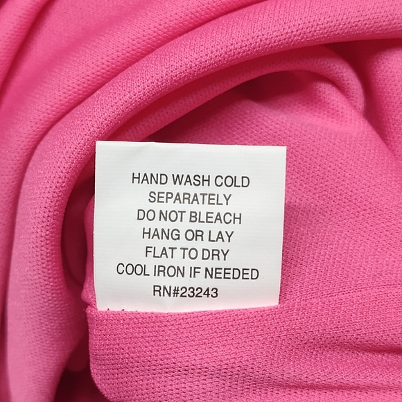 New York & Company Midi Dress Women Size XL Pink Stretch Short Sleeve V-Neck - Picture 11 of 11